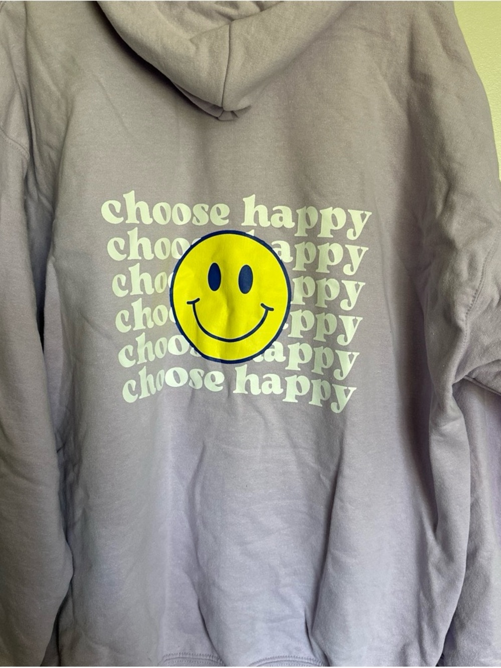 Unisex Lavender "Choose Happy" Smiley Hoodie
